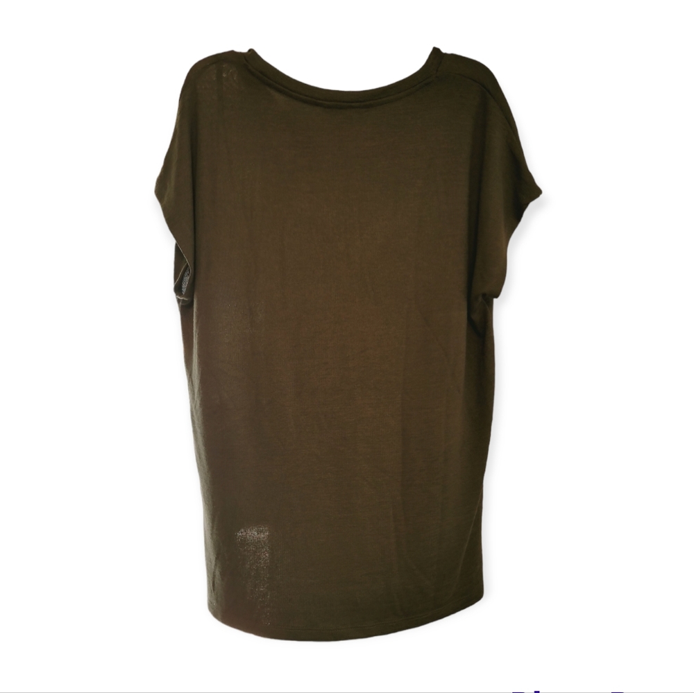 Orvis Women's Olive Short Sleeve V-Neck Tunic Knit Top - Picture 3 of 7